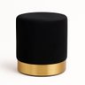 Puff com Rodapé Dourado Preto Veludo - 2