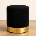 Ver imagem 1 de Puff com Rodapé Dourado Preto Veludo