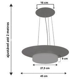 Pendente de Madeira Saturno Vidro Imola 45 cm Imbuia Madeluz Pendente Saturno Imola 45Cm Dourado - 2