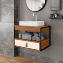 Ver imagem 2 de Gabinete para Banheiro Harley com 1 Gaveta Preto/canela/off White
