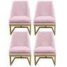 Kit 04 Cadeiras para Sala de Jantar Ana Base de Ferro Suede Rosa Bebê - D'classe Decor - 1