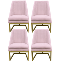 Ver imagem 1 de Kit 04 Cadeiras para Sala de Jantar Ana Base de Ferro Suede Rosa Bebê - D'classe Decor