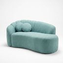 Ver imagem 2 de Sofá Curvo 3 Lugares Orgânico Recepção Sala Estar Serena Boucle Azul Turquesa - Vimont Moveis