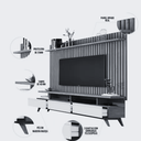 Ver imagem 2 de Conjunto Ripado para Sala Thor 1.8 Home Rack e Painel Luxo:black/freijo