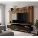 Ver imagem 1 de Conjunto Ripado para Sala Thor 1.8 Home Rack e Painel Luxo:black/freijo
