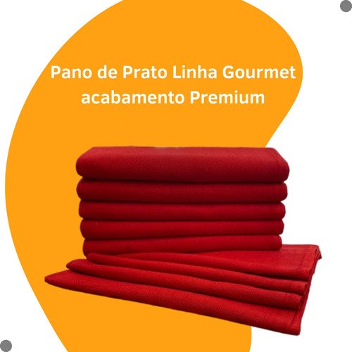 Kit 05 Pano de Prato Liso Vermelho Cozinha Copa com Bainha - 3