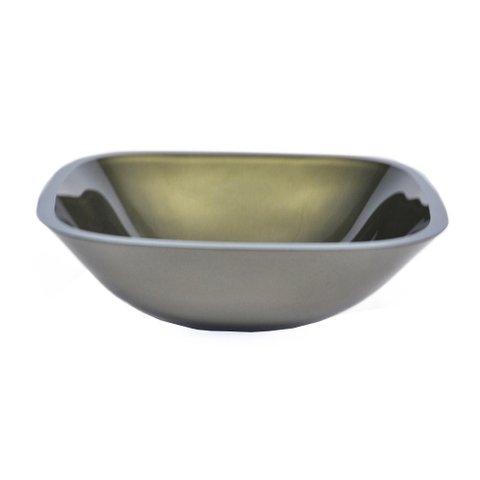 CUBA DE VIDRO QUADRADA 35CM OURO ENVELHECIDO