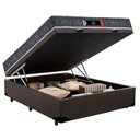 Ver imagem 1 de Cama Box Baú Casal Resistente Pró D28 138X188X60 Espuma Marrom Cinza Prime Colchões