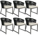 Ver imagem 1 de Kit 06 Cadeiras Decorativas para Área Gourmet Cozinha Corda Náutica Bethari D04 Preto - Lyam Decor