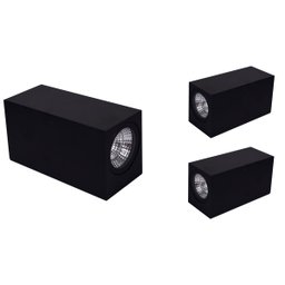 Kit 3 Arandela Led Parede Bivolt 2 Fachos 5w Preto Box IP54 - 1