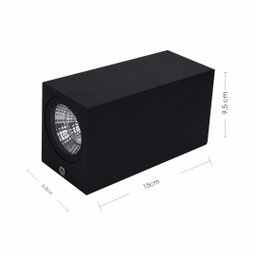 Kit 3 Arandela Led Parede Bivolt 2 Fachos 5w Preto Box IP54 - 4