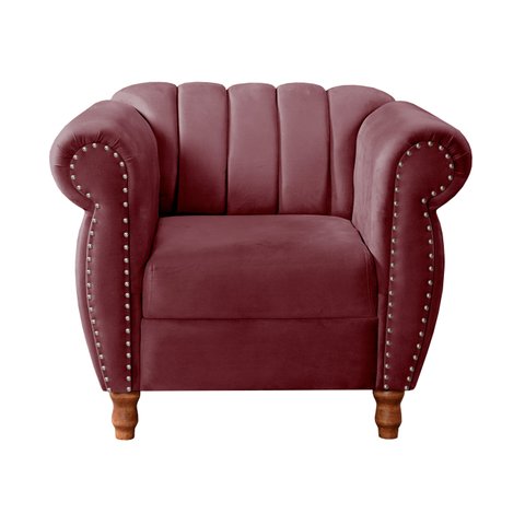 Poltrona Realeza Chesterfield Cadeira Vintage Decoração Retrô - Suede Bordô