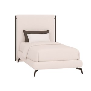 Cama Japonesa com Cabeceira Almeriaharu Solteiro Pés Alumínio Bouclé Off White - Sallar Home