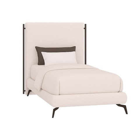 Cama Japonesa com Cabeceira Almeriaharu Solteiro Pés Alumínio Bouclé Off White - Sallar Home