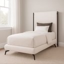 Ver imagem 4 de Cama Japonesa com Cabeceira Almeriaharu Solteiro Pés Alumínio Bouclé Off White - Sallar Home