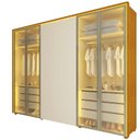 Ver mais imagens de Guarda-Roupa Casal 6 Portas 4 Portas Reflecta com LED com Pés 100% MDF Lumina Marrom/Marrome/Off White