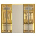 Ver imagem 2 de Guarda-Roupa Casal 6 Portas 4 Portas Reflecta com LED com Pés 100% MDF Lumina Marrom/Marrome/Off White