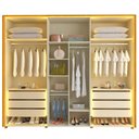 Ver imagem 4 de Guarda-Roupa Casal 6 Portas 4 Portas Reflecta com LED com Pés 100% MDF Lumina Marrom/Marrome/Off White