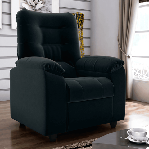 Poltrona Reclinável Lyon 2 Estágios Zero Wall Veludo Inca Preto 88cm para Sala