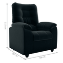Ver imagem 2 de Poltrona Reclinável Lyon 2 Estágios Zero Wall Veludo Inca Preto 88cm para Sala