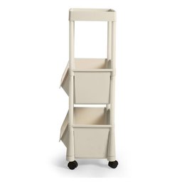 Carrinho Multiuso Prático 3 Prateleiras em Plástico com Rodízio - Creme - 3 Carrinho Multiuso Prático 3 Prateleiras em Plástico com Rodízio - Creme - 3