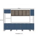 Ver imagem 3 de Cozinha Completa Amara 13 Portas 4 Gavetas com Vidro 40250775 Azul/branco - Politorno