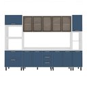 Ver imagem 1 de Cozinha Completa Amara 13 Portas 4 Gavetas com Vidro 40250775 Azul/branco - Politorno