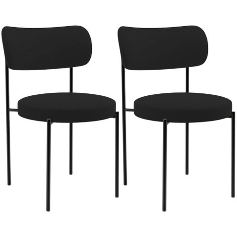 Kit 02 Cadeiras Estofadas para Sala de Jantar Louise L02 Suede Preto - Lyam Decor