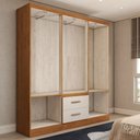 Ver imagem 5 de Guarda-roupa Solteiro Belmont 6 Portas 2 Gavetas Off White/nogueira - Panorama Móveis