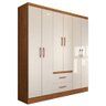 Guarda-roupa Solteiro Belmont 6 Portas 2 Gavetas Off White/nogueira - Panorama Móveis - 1