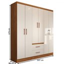 Ver imagem 4 de Guarda-roupa Solteiro Belmont 6 Portas 2 Gavetas Off White/nogueira - Panorama Móveis