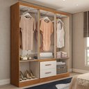 Ver imagem 2 de Guarda-roupa Solteiro Belmont 6 Portas 2 Gavetas Off White/nogueira - Panorama Móveis