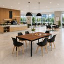 Ver imagem 1 de Mesa Cozinha e Refeitório 180cm x 90cm Pés Metal com 6 Cadeiras Siena Pés Madeira Casa Lar