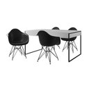 Ver imagem 6 de Mesa Jantar Industrial Branca 137X90Cm Com 4 Poltronas Pretas Base Ferro Pre Cor: Branco