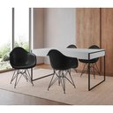 Ver imagem 1 de Mesa Jantar Industrial Branca 137X90Cm Com 4 Poltronas Pretas Base Ferro Pre Cor: Branco