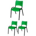 Ver imagem 2 de Cadeira Iso Base Preto Igreja, Escola, Escritório - Verde - Kit 3 Peças
