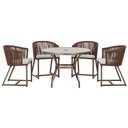 Ver imagem 1 de Mesa com 4 Cadeiras de Jantar Roma 100cm e Noronha em Aluminío Marrom Corda Nautica Estofado 3 Trama