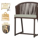 Ver imagem 4 de Mesa com 4 Cadeiras de Jantar Roma 100cm e Noronha em Aluminío Marrom Corda Nautica Estofado 3 Trama