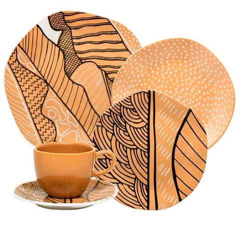 Aparelho de Jantar Raizes - 20 Peças - Conjunto de Mesa para Refeições - Louças Premium para Refeiçõ