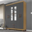 Ver imagem 2 de Guarda Roupa Casal Espelho 6p 2g Moden 150 Cm Carvalho Am Grafite Incp