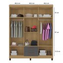Ver imagem 4 de Guarda Roupa Casal Espelho 6p 2g Moden 150 Cm Carvalho Am Grafite Incp