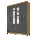 Ver imagem 1 de Guarda Roupa Casal Espelho 6p 2g Moden 150 Cm Carvalho Am Grafite Incp
