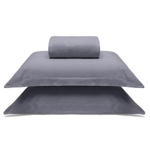 Jogo de Cama Buettner Queen Malha 100% Algodao Liso 3 Peças Image Cinza