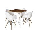 Ver imagem 6 de Mesa Jantar Industrial Quadrada 90Cm Amêndoa Base V Ferro Branco C/4 Poltronas Branca Cor: Amendoa