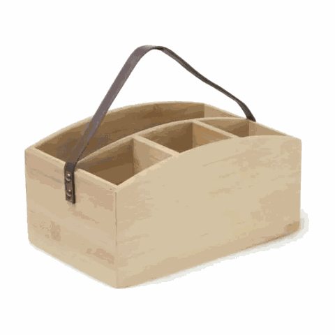 Porta Talheres Alça Couro Bambu 24x15 Cm Mimo Bm19128