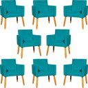 Ver imagem 1 de Kit 8 Poltronas Nina para Recepção Suede Cores Pé Palito 30cm Castanho - Suede