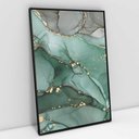 Ver imagem 1 de Quadro Decorativo em Canvas Abstrato Mármore Verde e Cinza TaColado Moldura Flutuante 4,5cm Preta 12