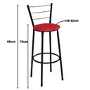 Ver imagem 2 de Kit 3 Banquetas Alta Preta com Encosto Assento Vermelho Jaddi