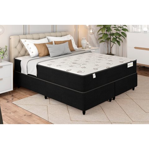 Colchão Queen Smart Classic Preto (158x198x22) - Molas Ensacadas - Plumatex