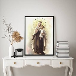 Quadro Decorativo Nossa Senhora do Carmo 24x18cm - com Vidro:madeira Preta - 2